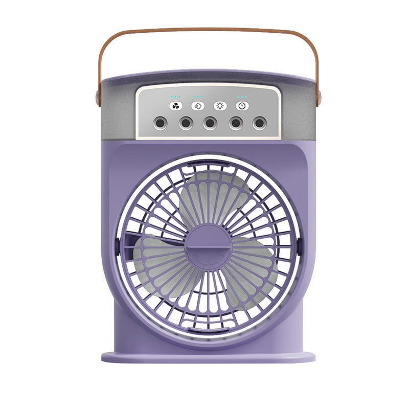 Ventilador de refrigeración portátil USB con 5 rociadores, luz de 7 colores, tanque de agua de 600 ml, humidificador enfriador de aire con rocío.