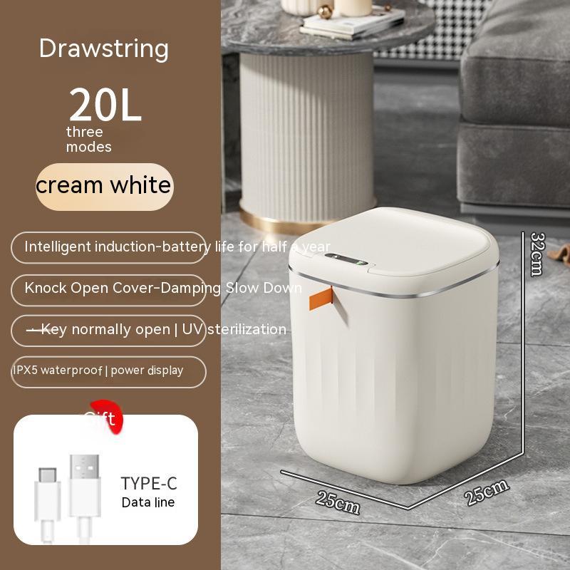 Bote de Basura Inteligente con Tapa para Dormitorio y Sala de Estar, Caja de Almacenamiento de Cocina, Bote de Basura con Inducción, Caja Pequeña para Coche, Cubo de Basura Inteligente Automático, Contenedor de Basura Inteligente