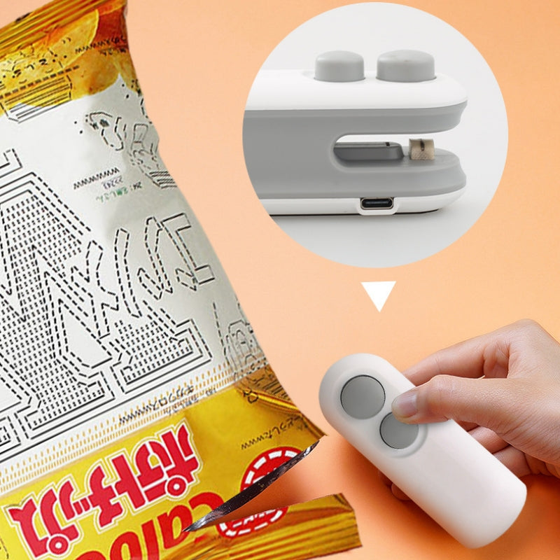 Máquina Selladora al Vacío de Bolsas de Patatas Fritas, Sellador Térmico Manual al Vacío, Sellador Térmico Portátil Recargable por USB para Almacenamiento de Alimentos, Clip para Bolsas, Gadgets de Cocina