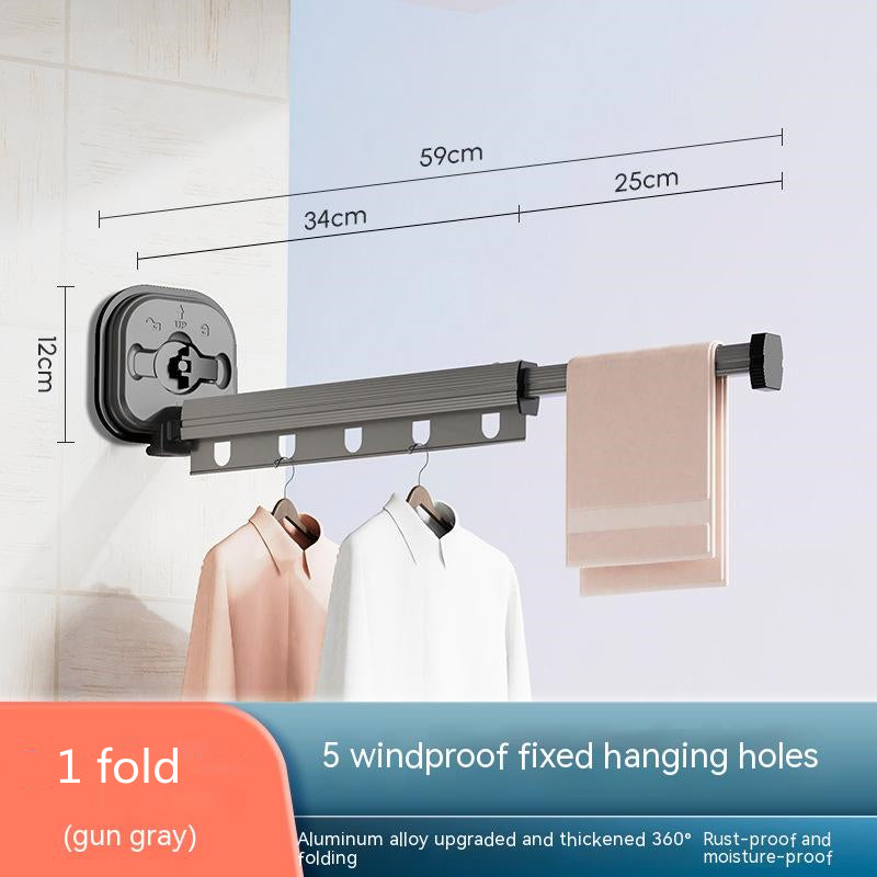 Perchero plegable con ventosa para ropa, balcón, aluminio, tendedero retráctil, sin perforaciones