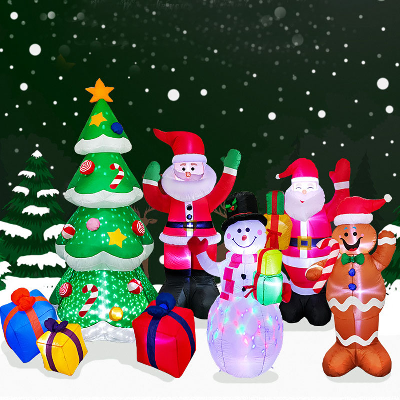 Luces LED de Navidad, Papá Noel, árbol, muñeco de nieve inflable, decoración para patio y jardín.