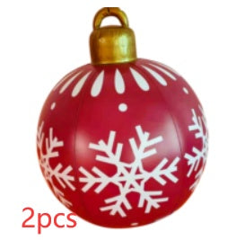 Bolas de adorno navideño de PVC para exteriores de 60 CM, bolas decoradas inflables de PVC, bolas gigantes grandes, adornos para árboles de Navidad, juguete de bola