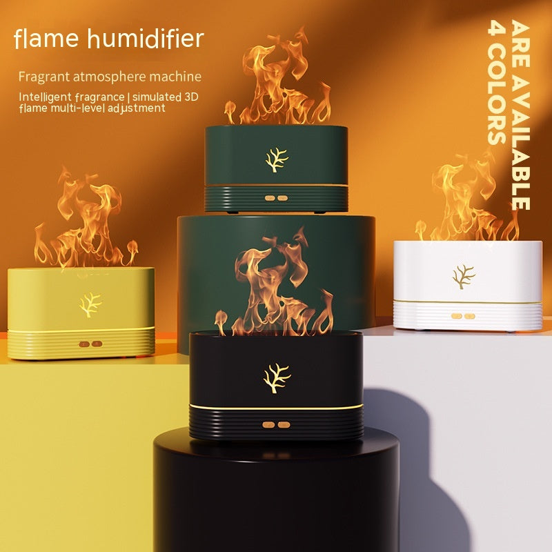 Humidificador de llama USB con temporizador inteligente, difusor de aroma eléctrico LED, lámpara de noche con simulación de fuego para decoración del hogar