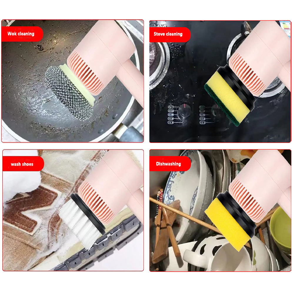 Cepillo de limpieza eléctrico multiusos con estropajo