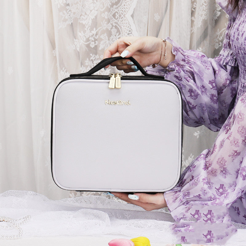 Estuche cosmético LED inteligente con espejo, bolsa cosmética, bolsa de almacenamiento portátil de moda de gran capacidad, bolsas de maquillaje de viaje