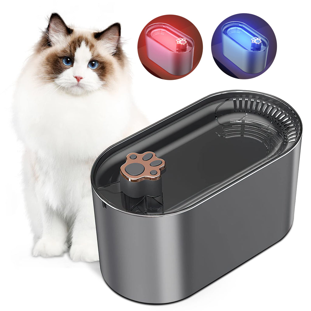 Filtro para fuente de agua para gatos de 3L, bebedero automático para perros y gatos, dispensador de agua para mascotas ultrasilencioso con luz LED, productos para mascotas