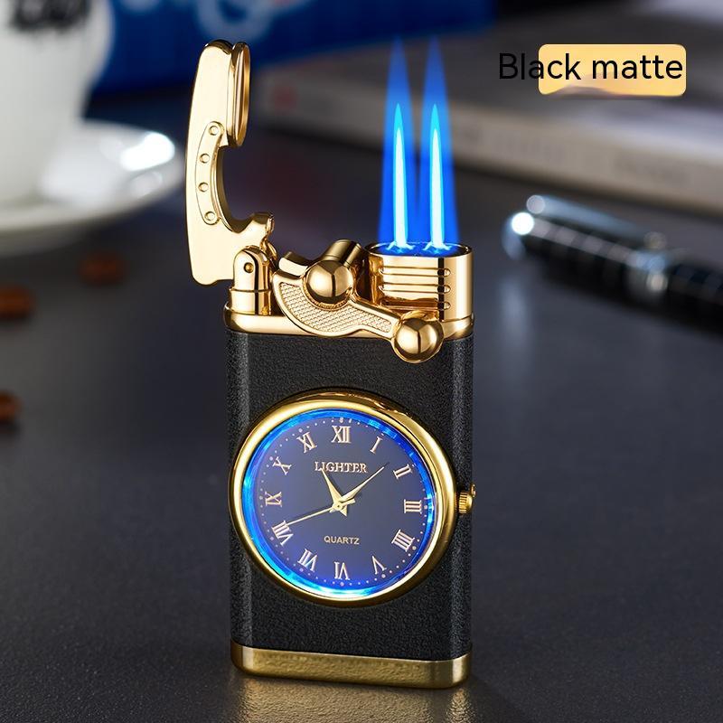 Nuevo encendedor con brazo oscilante de reloj eléctrico, encendido automático, llama azul recta, encendedor creativo con esfera real, recargable a prueba de viento, regalo para hombre.