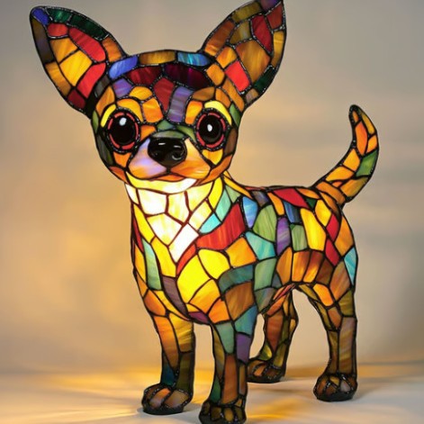 Lámpara decorativa de perro extraño y colorido de resina