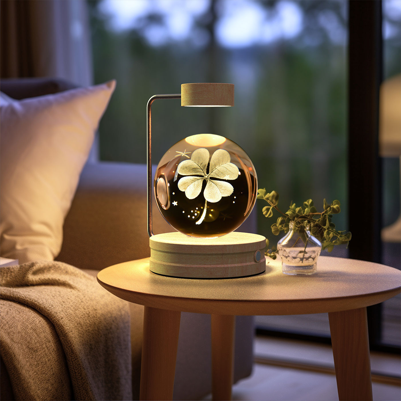 Luz de noche de bola de cristal con dinosaurio cósmico para interior, USB, luz cálida para mesita de noche, regalo de cumpleaños