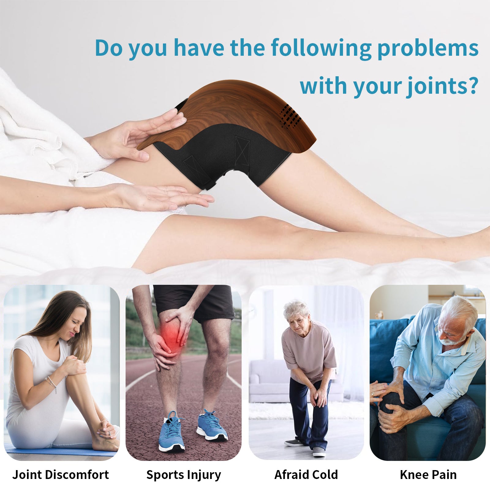Masajeador de Rodilla Inteligente Eléctrico para Uso Doméstico, Masajeador de Rodilla Recargable con Calefacción, Láser Infrarrojo y Vibración para Alivio del Dolor