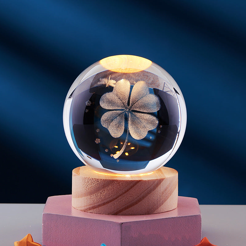 Lámpara de Noche Brillante del Sistema Solar Tallada en 3D Bola de Cristal, Lámpara de Cabecera Cálida, Regalo para Niños y Festivales