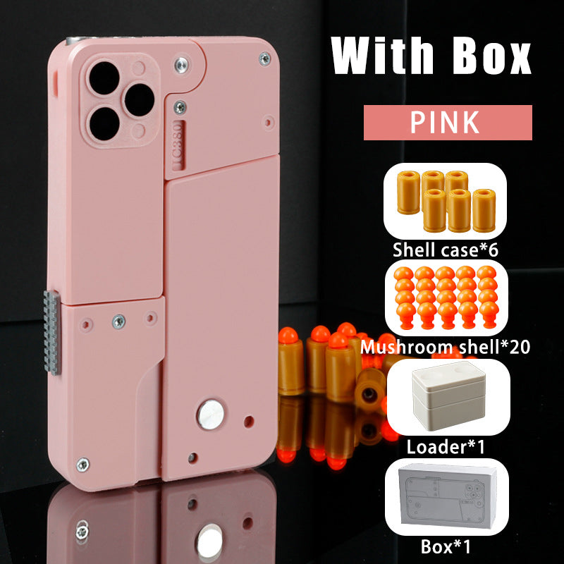 Pistola Plegable con Bala Automática, Juguete Lanza Carcasas, Creativo Juguete de Bala Blanda, Pistola con Apariencia de Teléfono Móvil, Juguete Interactivo para Niños al Aire Libre