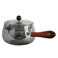 Tetera semiautomática de vidrio resistente al calor con infusor y mango de madera para hacer té, accesorios de oficina y hogar, utensilios de cocina