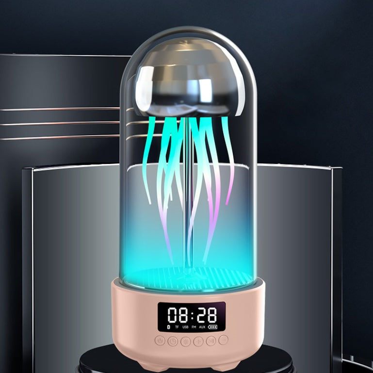 Lámpara de Medusa Colorida Creativa 3 en 1 con Reloj, Luz de Respiración Estéreo Luminosa Portátil, Decoración Inteligente, Altavoz Compatible con Bluetooth