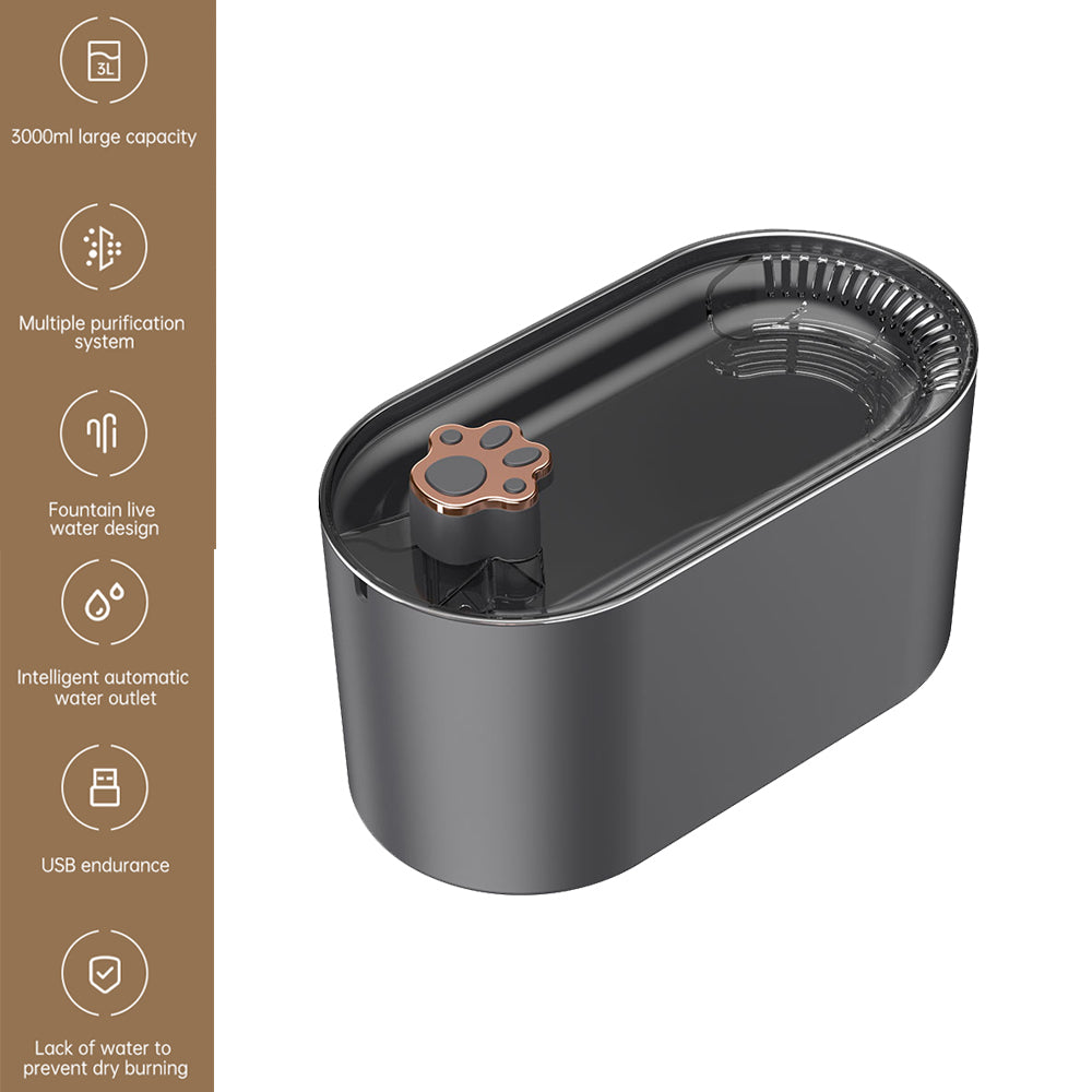 Filtro para fuente de agua para gatos de 3L, bebedero automático para perros y gatos, dispensador de agua para mascotas ultrasilencioso con luz LED, productos para mascotas