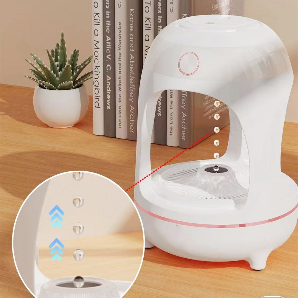Humidificador antigravedad con gotas de agua levitantes, fuente de agua, luz nocturna LED, atomización para purificación de aire, lámpara de decoración de escritorio