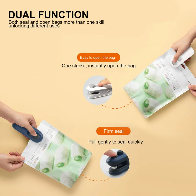 Máquina Selladora al Vacío de Bolsas de Patatas Fritas, Sellador Térmico Manual al Vacío, Sellador Térmico Portátil Recargable por USB para Almacenamiento de Alimentos, Clip para Bolsas, Gadgets de Cocina