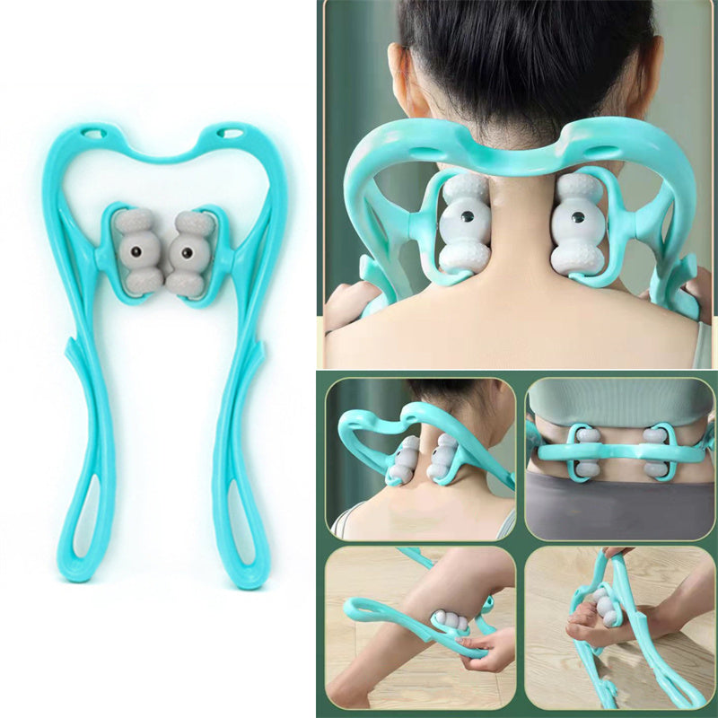 Masajeador de cuello para alivio del dolor, tejido profundo, rodillo de cuello de 360 grados con 96 puntos de presión, rodillo de masaje Neckbud para cuello, hombros, cintura, piernas, pies, herramienta relajante de mano