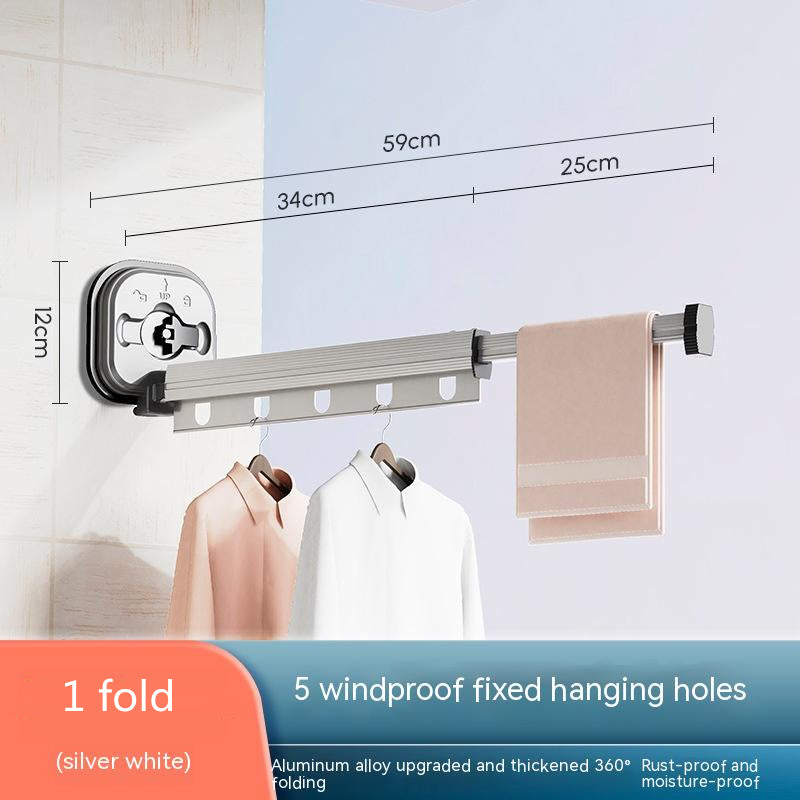 Perchero plegable con ventosa para ropa, balcón, aluminio, tendedero retráctil, sin perforaciones