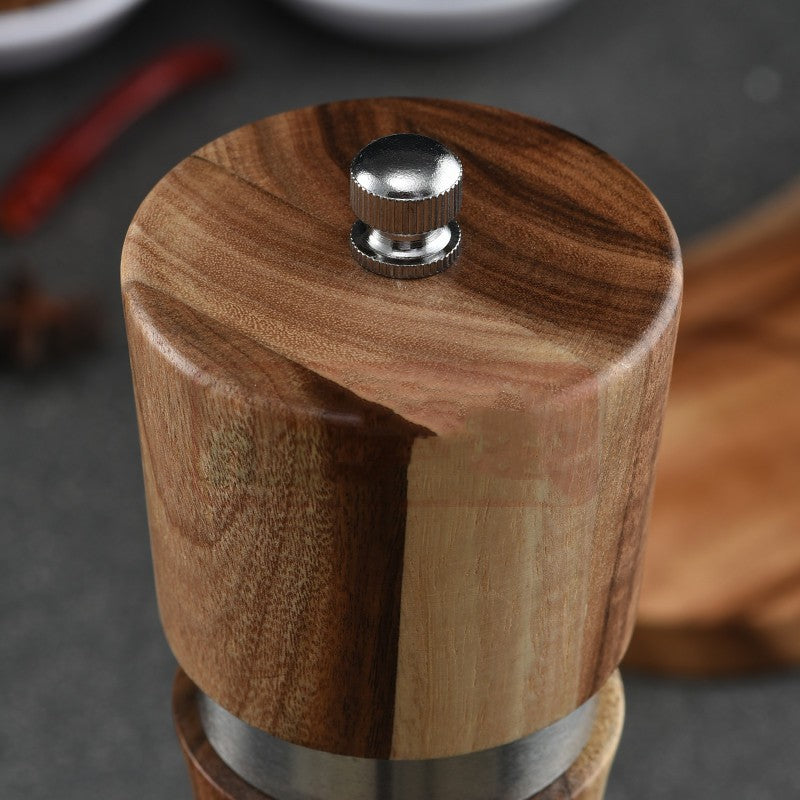 Molinillo manual de pimienta con núcleo cerámico de madera de acacia