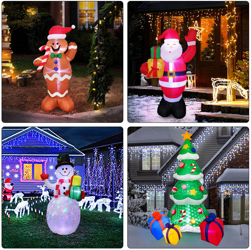 Luces LED de Navidad, Papá Noel, árbol, muñeco de nieve inflable, decoración para patio y jardín.