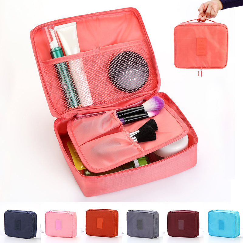 Bolsa de cosméticos portátil Divisor impermeable Bolsillos de rejilla múltiple Bolsas de aseo Bolsos de viaje para mujer Estuche de maquillaje