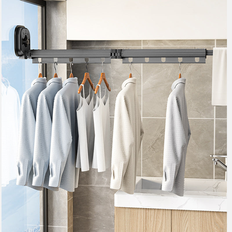 Perchero plegable con ventosa para ropa, balcón, aluminio, tendedero retráctil, sin perforaciones