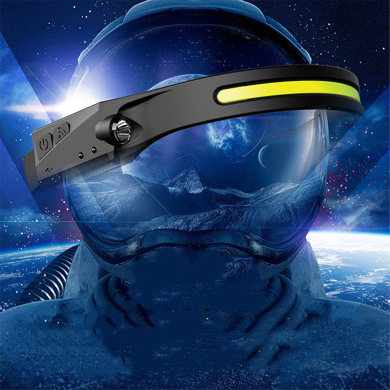 Linterna frontal de inducción LED COB, recargable por USB, resistente al agua, para camping, con todas las perspectivas, luz de caza