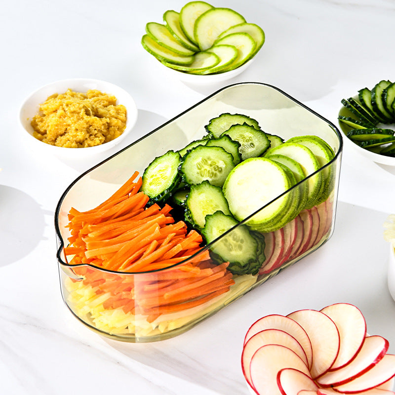 Cortador de verduras transparente multifunción con cuchilla de acero, rebanador de patatas, rallador de frutas, cuchillas para picar en dados, rallador de zanahorias y queso, utensilios de cocina