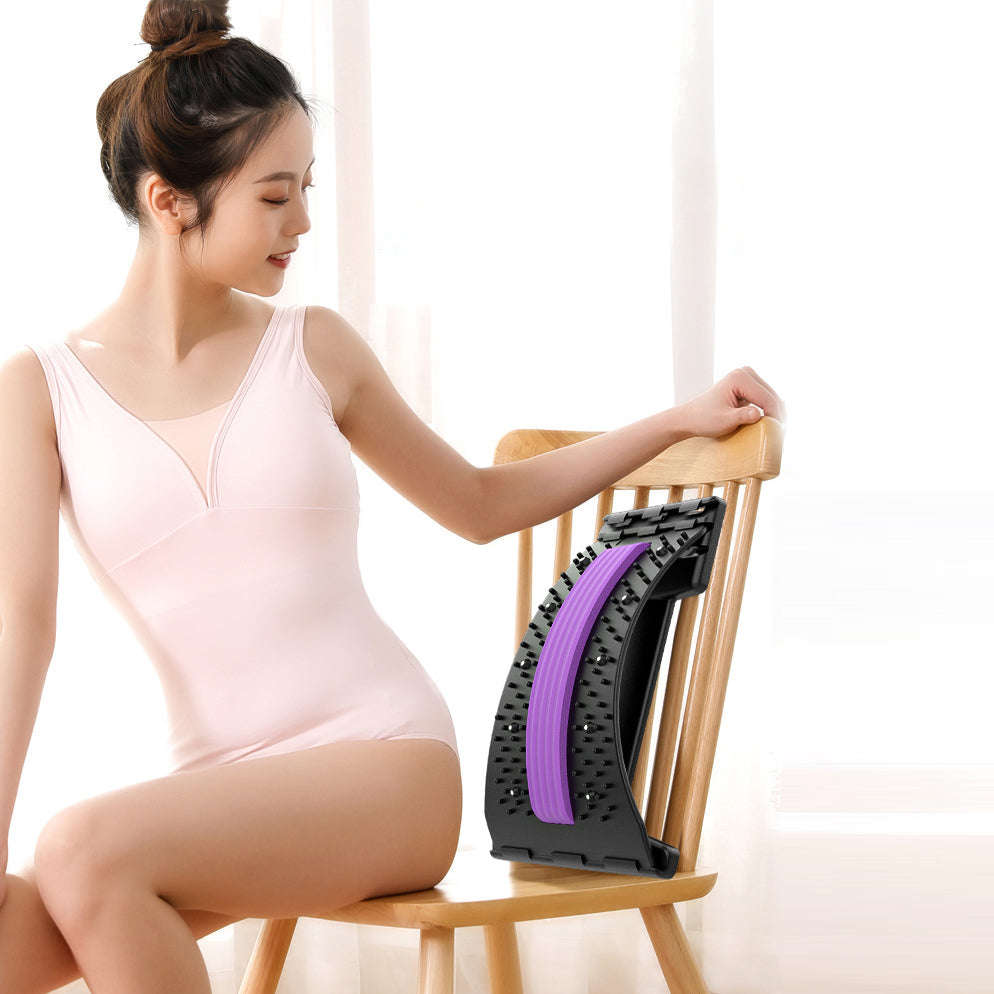 Estirador de espalda, masajeador ajustable para espalda, cintura y cuello, fitness, apoyo lumbar y cervical, alivio del dolor