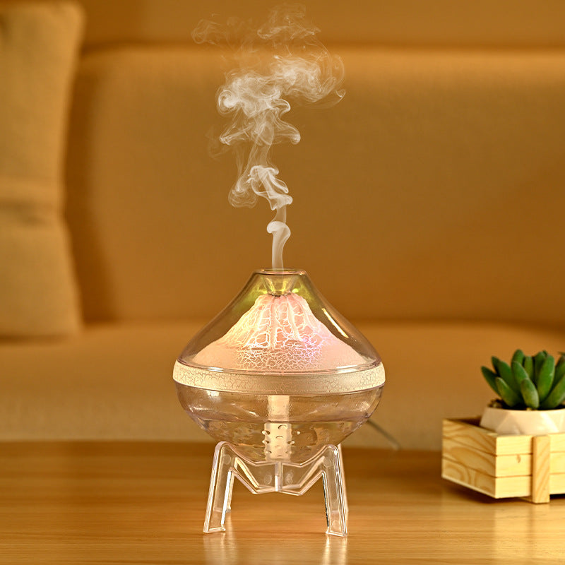 Lámpara de atmósfera volcánica de escritorio, humidificador con efecto de grieta, pulverización silenciosa