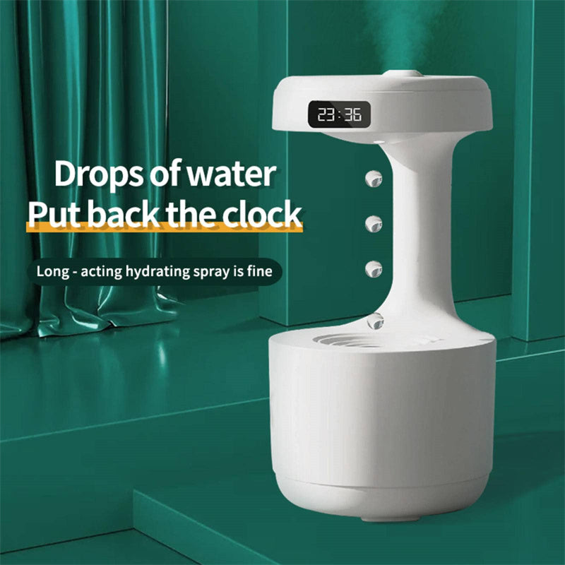 Humidificador antigravedad para dormitorio con reloj, difusor de aroma con reflujo de gotas de agua, humidificador de gran capacidad, silencioso, de niebla pesada, pulverizador doméstico para oficina y dormitorio