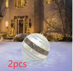 Bolas de adorno navideño de PVC para exteriores de 60 CM, bolas decoradas inflables de PVC, bolas gigantes grandes, adornos para árboles de Navidad, juguete de bola
