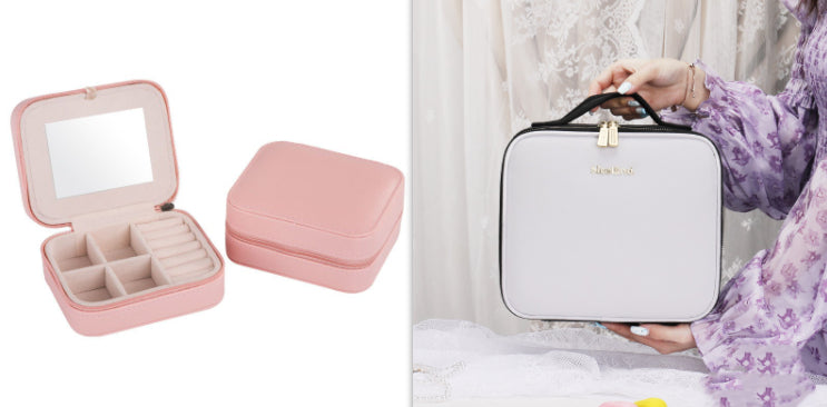 Estuche cosmético LED inteligente con espejo, bolsa cosmética, bolsa de almacenamiento portátil de moda de gran capacidad, bolsas de maquillaje de viaje