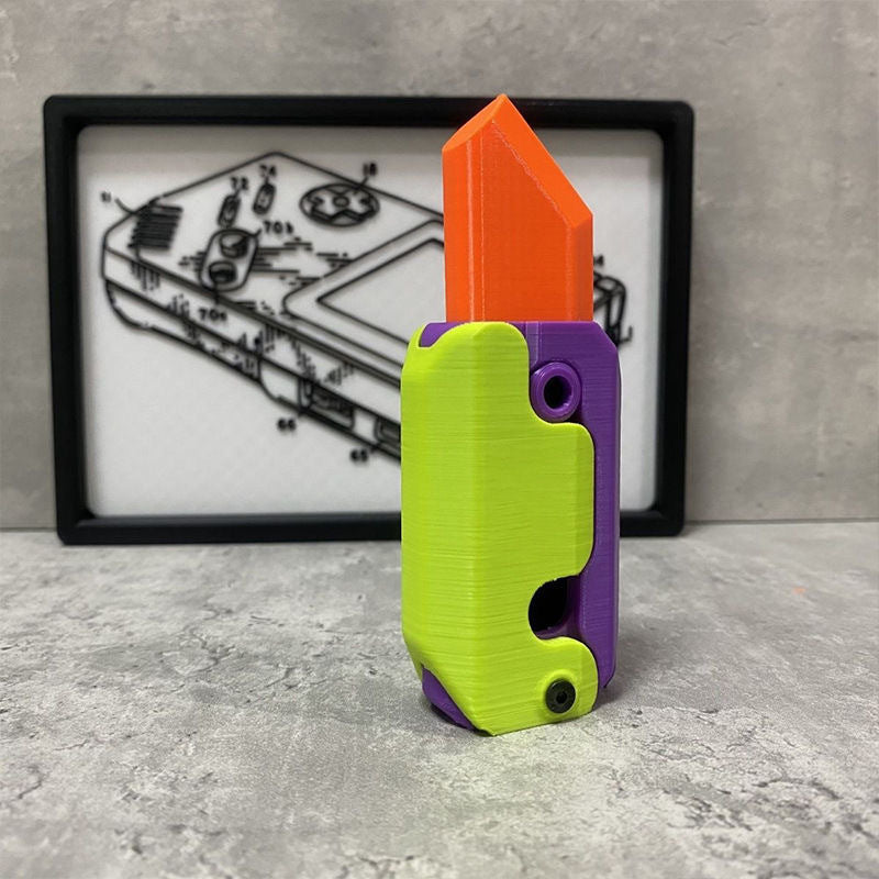 Impresión 3D Gravedad Cubo Salto Pequeño Rábano Cuchillo Mini Modelo Premio Estudiantil Colgante Juguete de Descompresión Para Niños Regalo