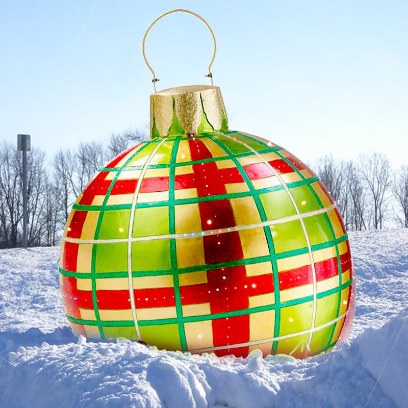 Bolas de adorno navideño de PVC para exteriores de 60 CM, bolas decoradas inflables de PVC, bolas gigantes grandes, adornos para árboles de Navidad, juguete de bola