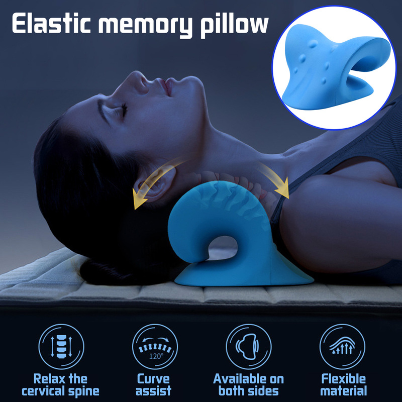 Estirador de cuello para el estiramiento de la columna cervical, relajación muscular por gravedad, almohada de masaje para hombros, alivio del dolor y corrección de la columna vertebral