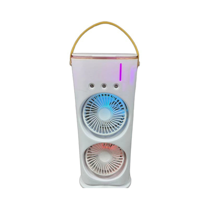 Ventilador de doble cabezal con pulverizador, humidificador portátil, ventilador de aire acondicionado, pequeño enfriador de aire doméstico, ajuste de aire portátil por hidrorefrigeración