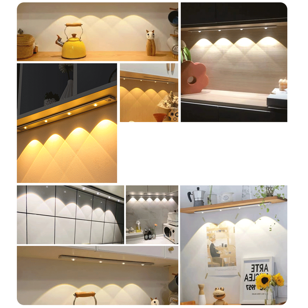 Luz de noche LED USB con sensor de movimiento, luz LED inalámbrica fina para enfriador de vino, para gabinetes de cocina, dormitorios, armarios, iluminación interior