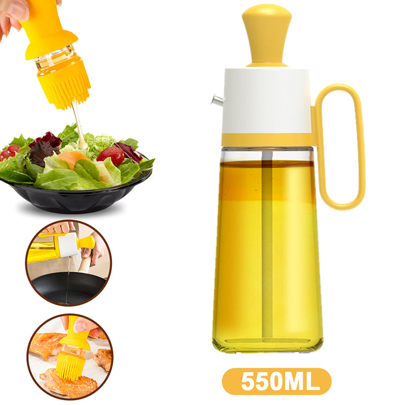 Dispensador de aceite 2 en 1 con brocha de silicona, botella de vidrio para pulverizador de aceite de barbacoa, silicona para barbacoa, cocina, botella de condimento, utensilios de cocina