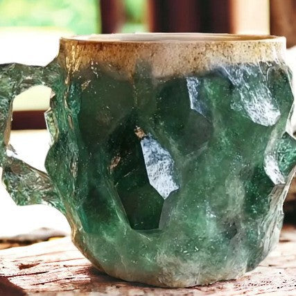 Tazas de café de resina con minerales y cristales de 400 ml con asas Elegante taza de imitación de mineral y cristal para decoración de oficina y hogar, regalo de Navidad, utensilios de cocina
