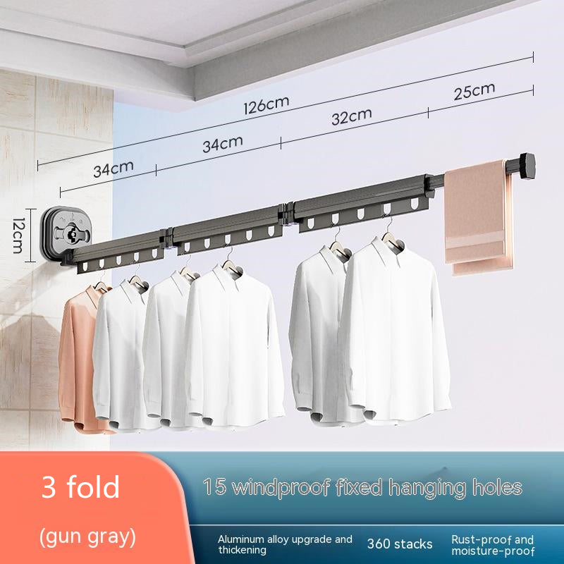 Perchero plegable con ventosa para ropa, balcón, aluminio, tendedero retráctil, sin perforaciones