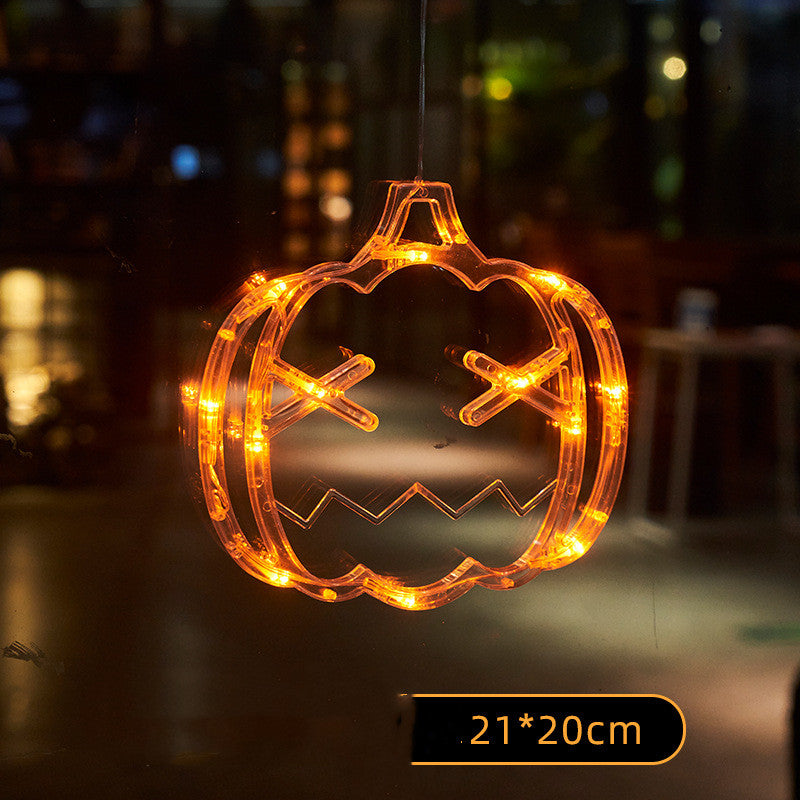 Luces LED colgantes de Halloween para ventana, araña, calabaza, fantasma colgante, luces de atmósfera de terror, luces decorativas para fiestas navideñas, decoración del hogar