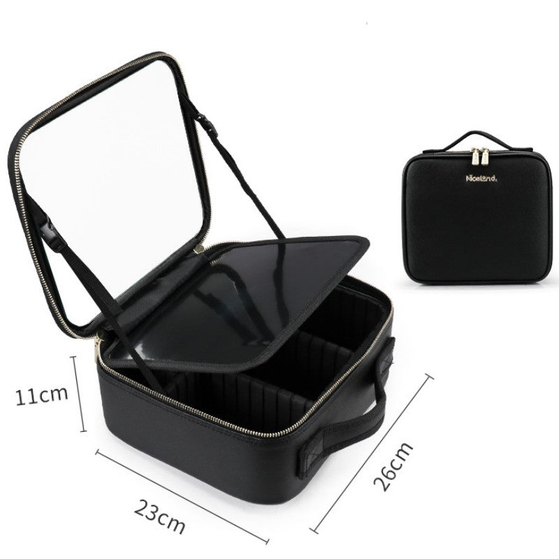 Estuche cosmético LED inteligente con espejo, bolsa cosmética, bolsa de almacenamiento portátil de moda de gran capacidad, bolsas de maquillaje de viaje