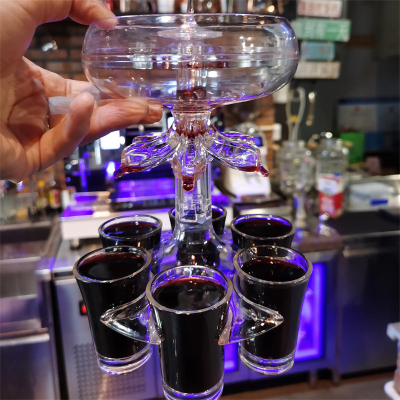 Dispensador de chupitos de 6 vasos, soporte para dispensador de vino, whisky, cerveza, accesorio de bar, juegos de fiesta, dispensador de vasos