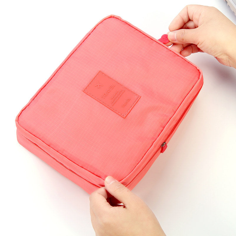 Bolsa de cosméticos portátil Divisor impermeable Bolsillos de rejilla múltiple Bolsas de aseo Bolsos de viaje para mujer Estuche de maquillaje