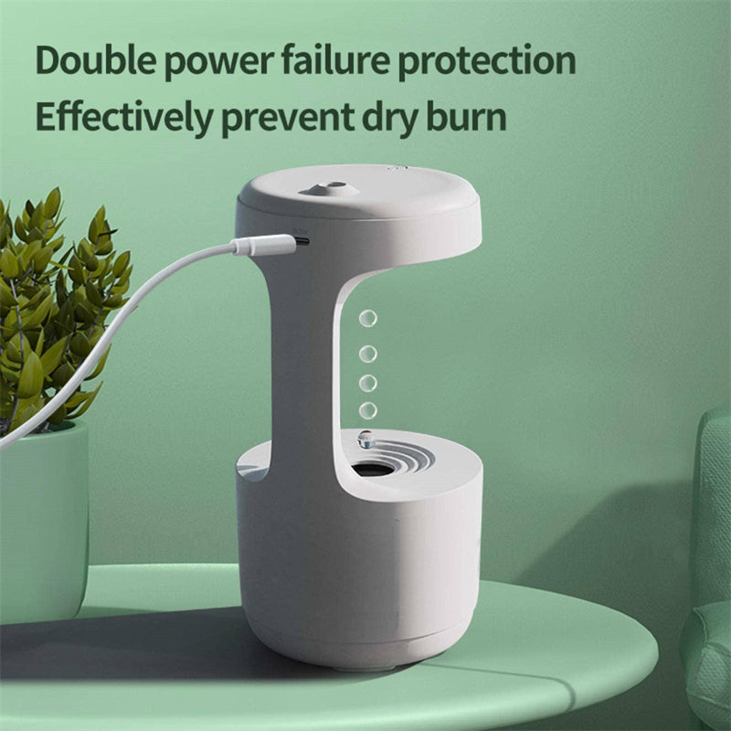 Humidificador antigravedad para dormitorio con reloj, difusor de aroma con reflujo de gotas de agua, humidificador de gran capacidad, silencioso, de niebla pesada, pulverizador doméstico para oficina y dormitorio