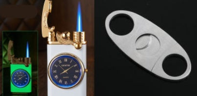 Nuevo encendedor con brazo oscilante de reloj eléctrico, encendido automático, llama azul recta, encendedor creativo con esfera real, recargable a prueba de viento, regalo para hombre.