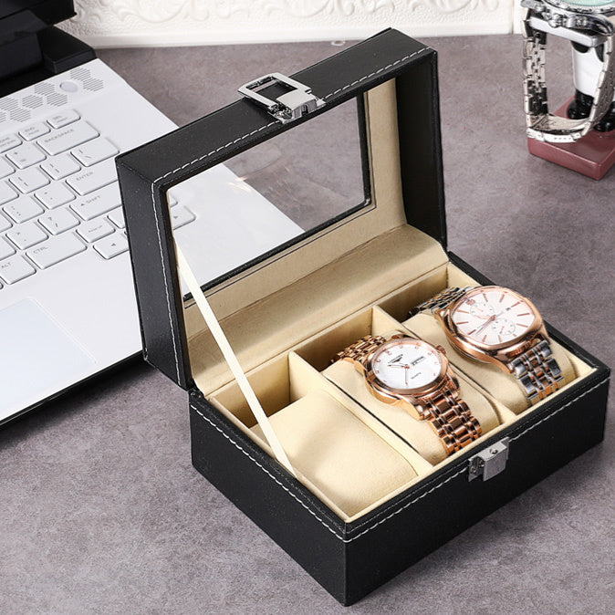 Caja de almacenamiento de reloj de cuero sencilla y creativa