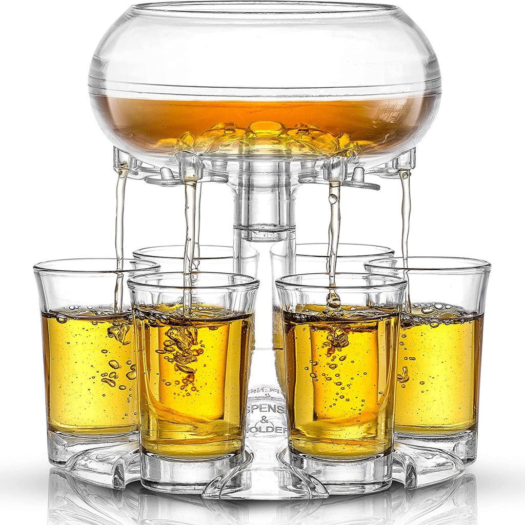 Dispensador de chupitos de 6 vasos, soporte para dispensador de vino, whisky, cerveza, accesorio de bar, juegos de fiesta, dispensador de vasos